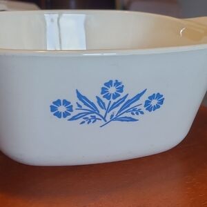 Vintage Corning ware Dish with Blue Floral Design 1961